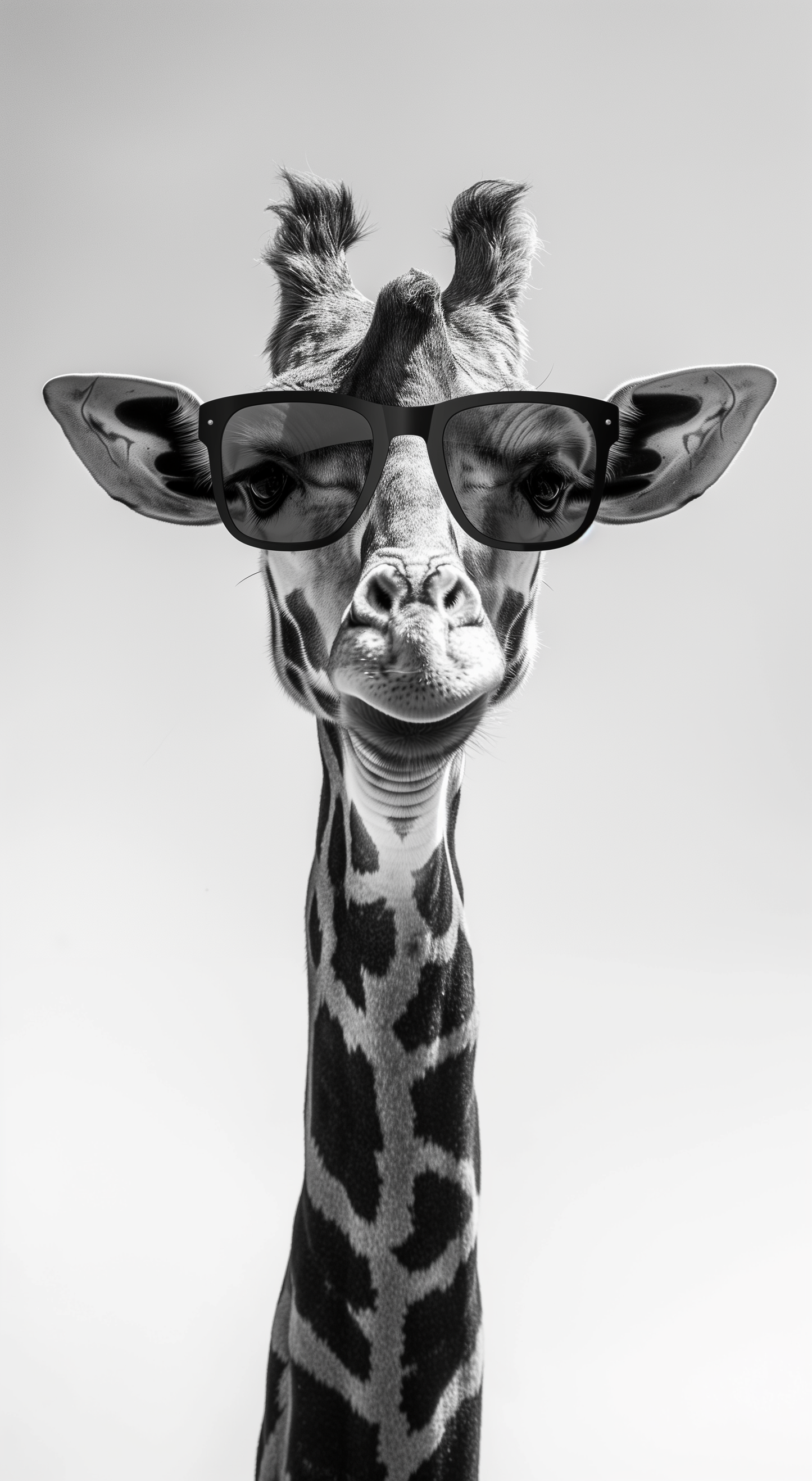 Cool Giraffe - Black and White Photography on Aluminum Metal Frame - HighAZCreations