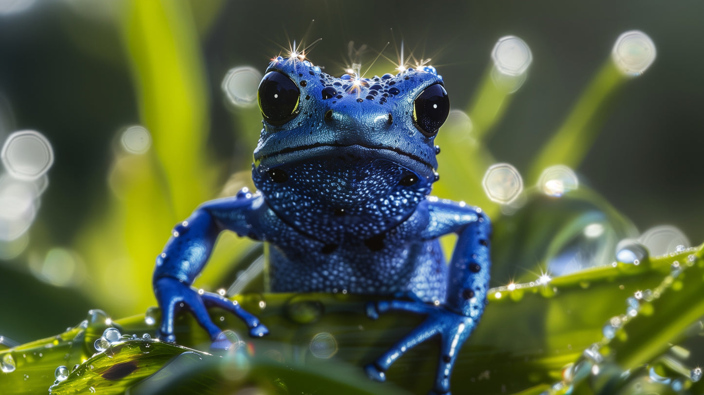 Blue Poison Dart Frog Aluminum Metal Wall Art - Striking Nature-Inspired Decor - HighAZCreations