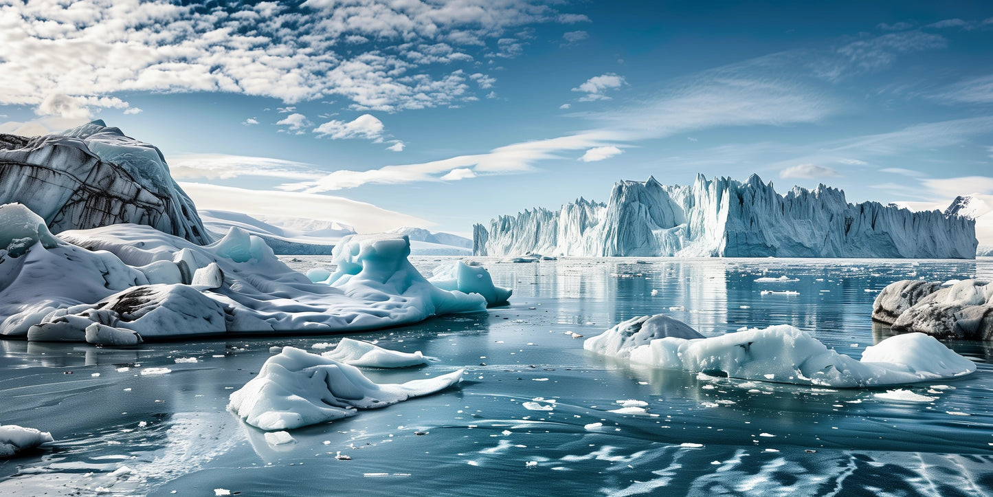 Majestic Arctic Landscape Metal Print - Stunning Glacier and Iceberg Wall Art, Customizable and Durable - HighAZCreations
