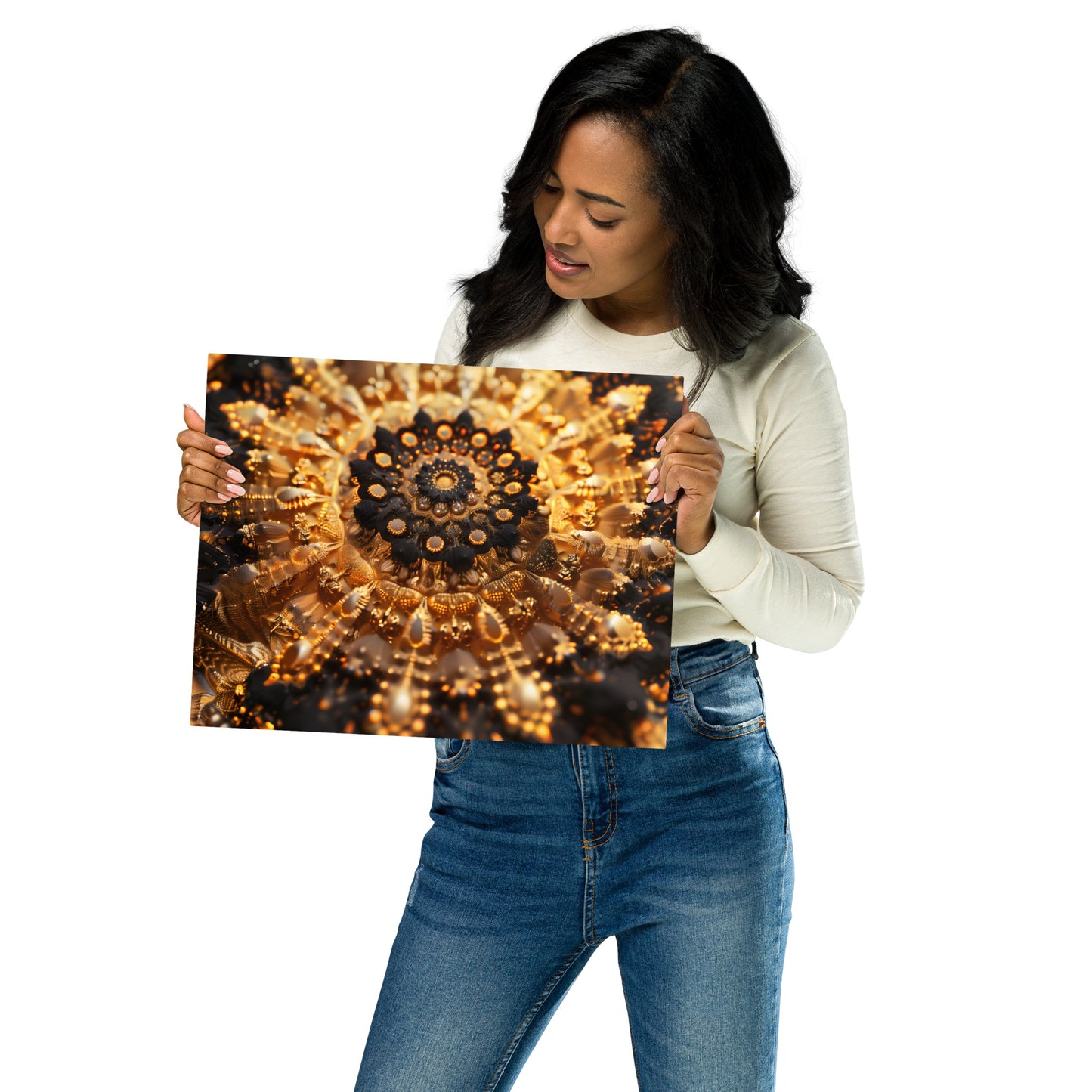 Golden Mandala Aluminum Wall Art - High-Detail Intricate Design for Elegant Home Decor - HighAZCreations