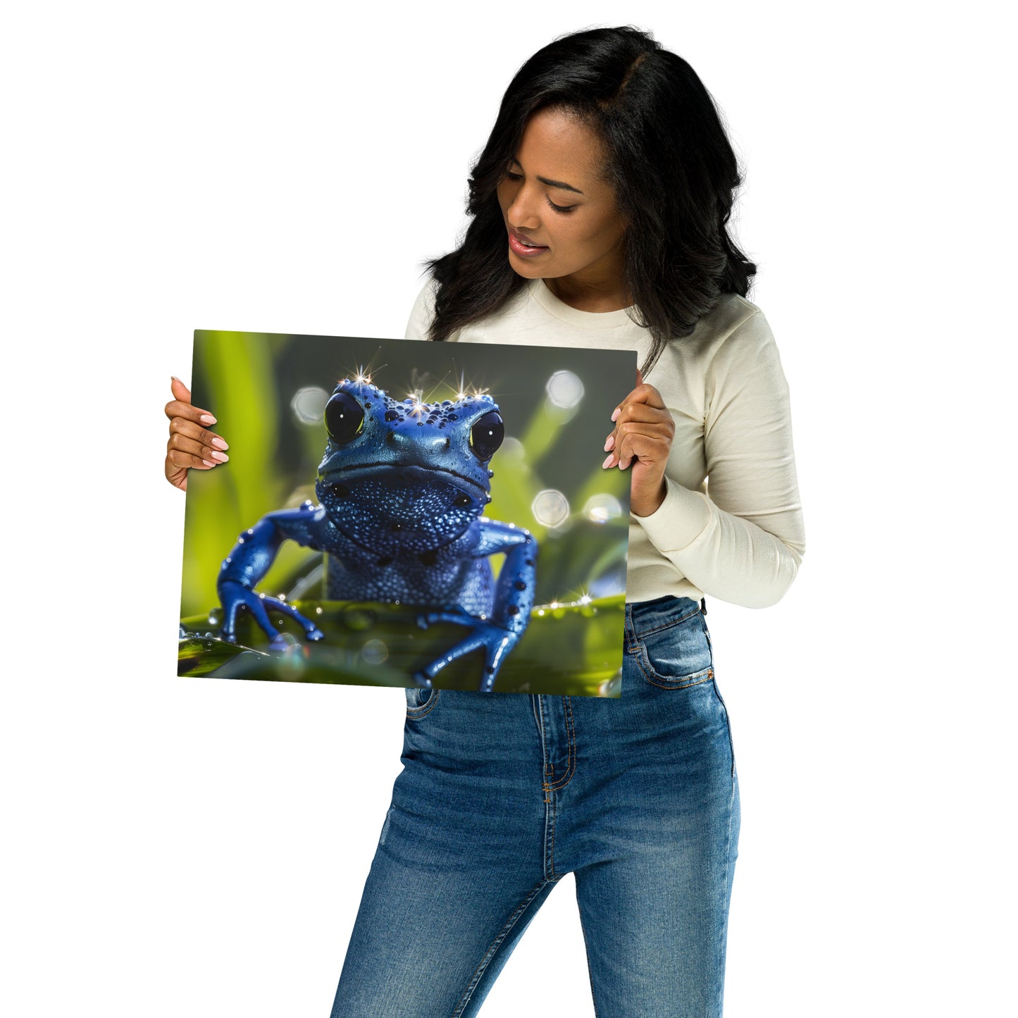 Blue Poison Dart Frog Aluminum Metal Wall Art - Striking Nature-Inspired Decor - HighAZCreations