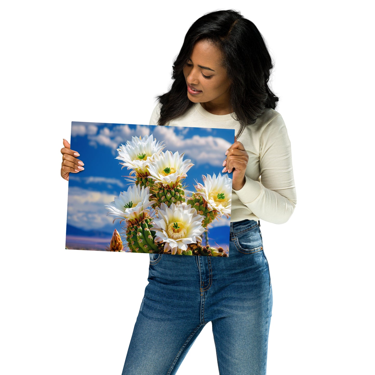 Stunning Cactus Flowers in Desert Landscape Wall Art - HighAZCreations