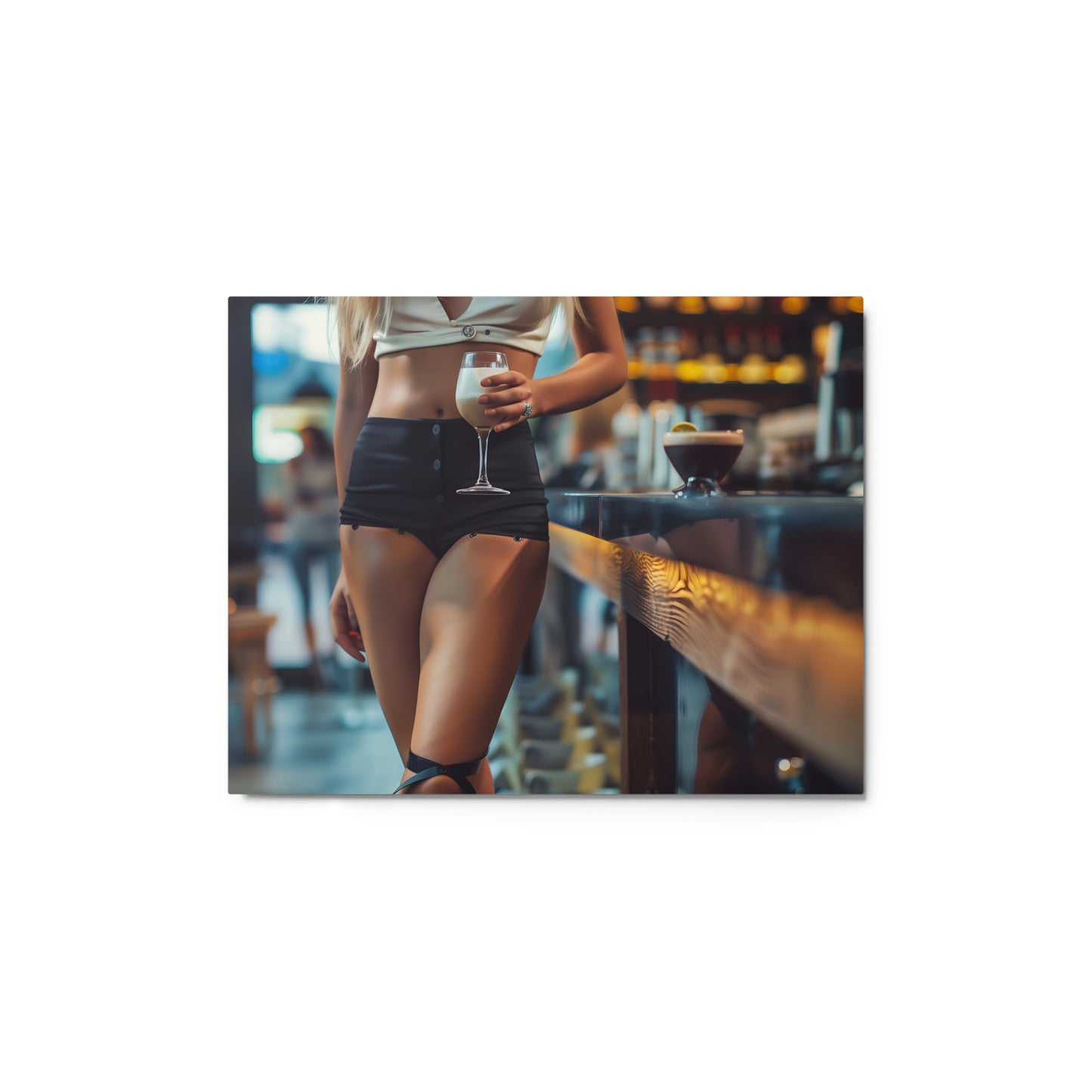Chic Bar Scene Wall Art on Aluminum Frame - HighAZCreations