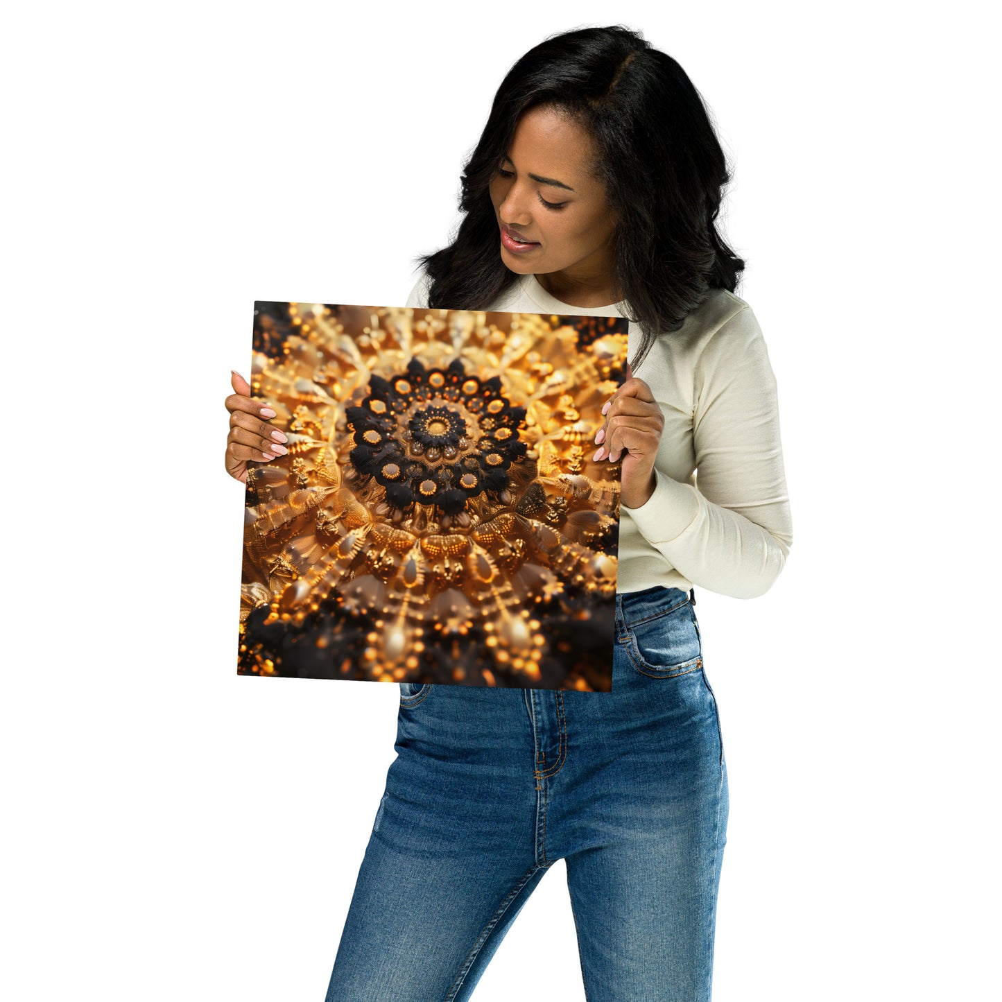 Golden Mandala Aluminum Wall Art - High-Detail Intricate Design for Elegant Home Decor - HighAZCreations