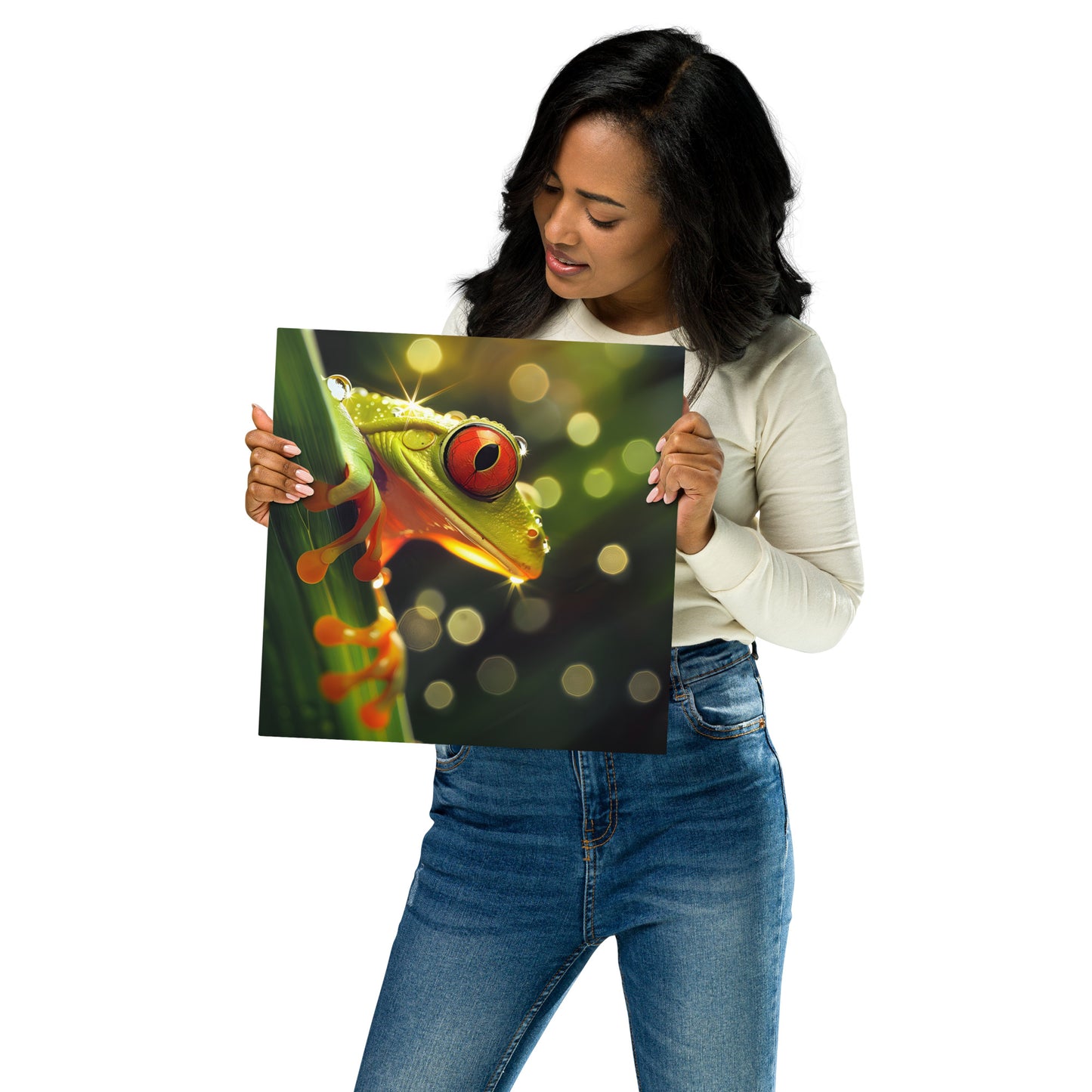 Vibrant Tree Frog Aluminum Metal Wall Art - Lively Nature-Inspired Decor - HighAZCreations