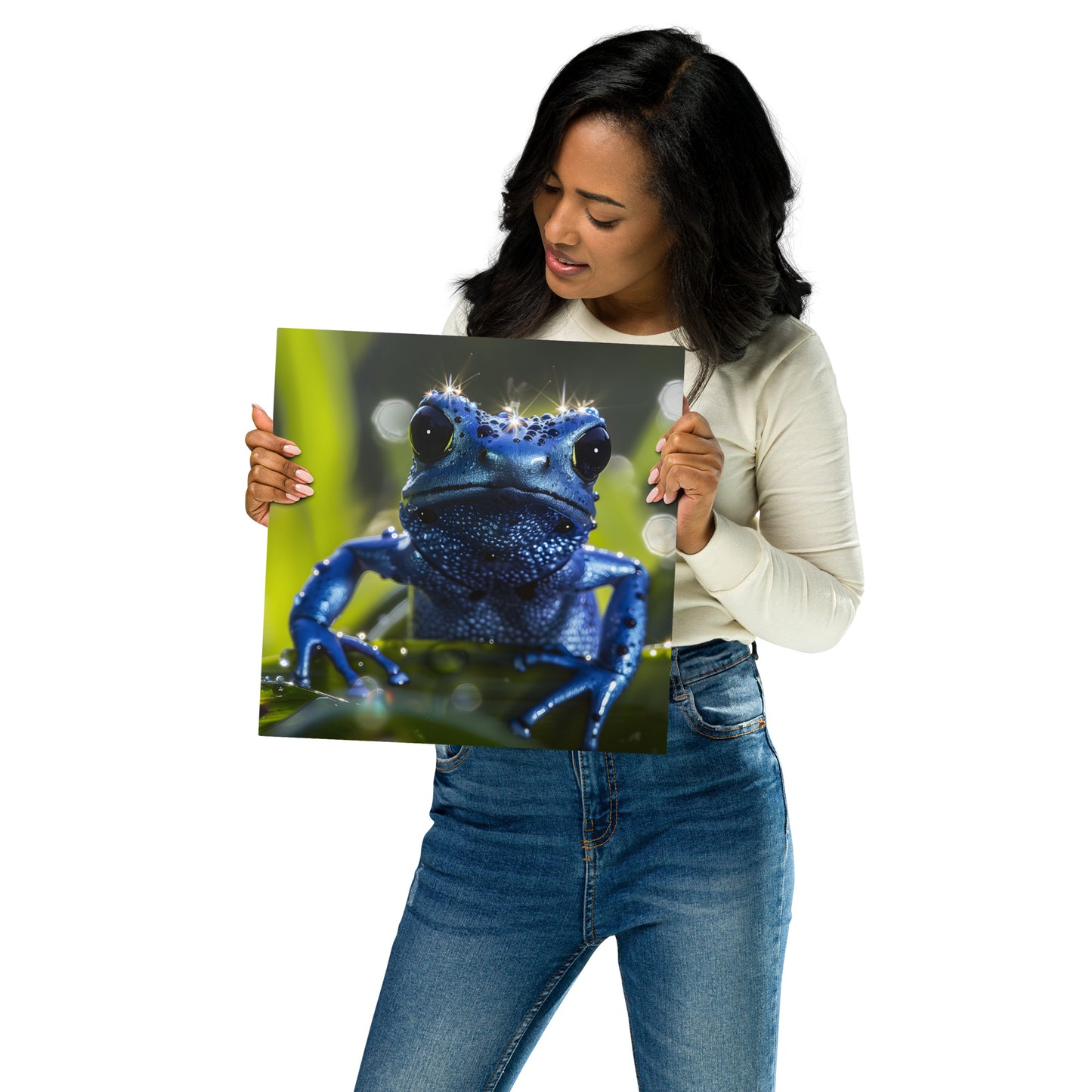 Blue Poison Dart Frog Aluminum Metal Wall Art - Striking Nature-Inspired Decor - HighAZCreations