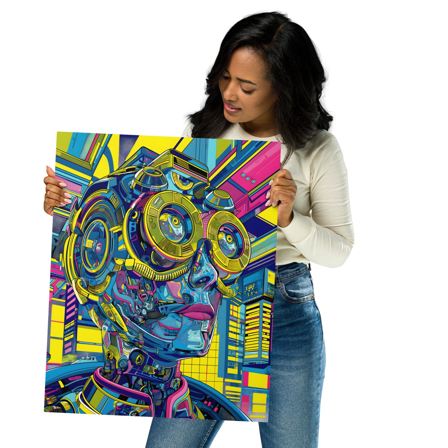 Futuristic Cybernetic Robot Aluminum Wall Artwork - HighAZCreations