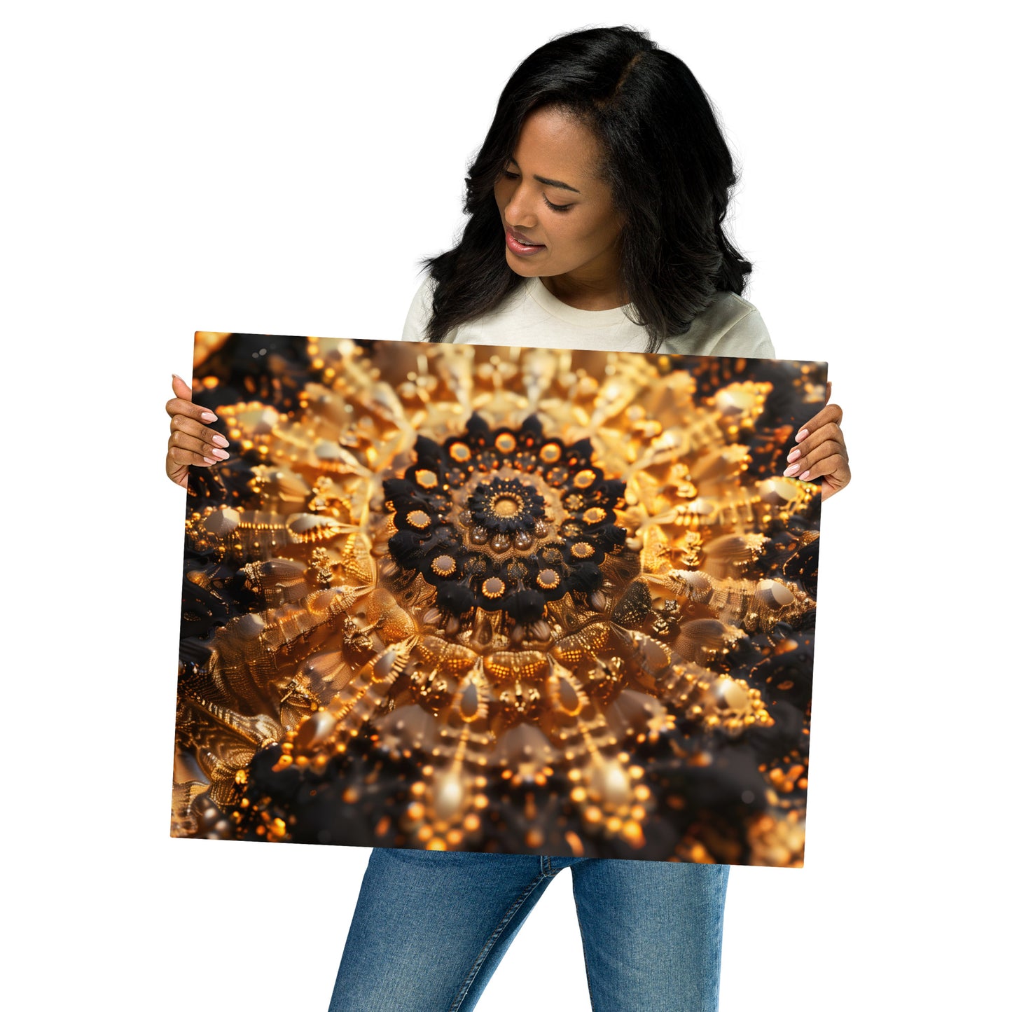 Golden Mandala Aluminum Wall Art - High-Detail Intricate Design for Elegant Home Decor - HighAZCreations