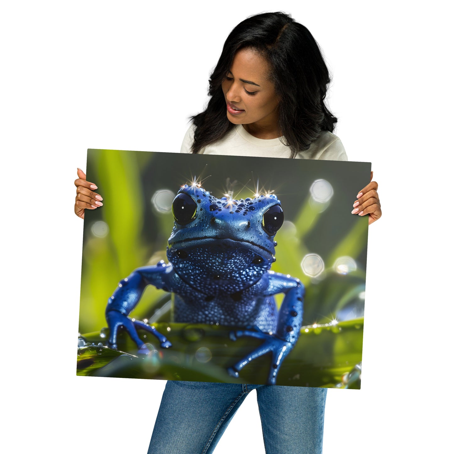 Blue Poison Dart Frog Aluminum Metal Wall Art - Striking Nature-Inspired Decor - HighAZCreations