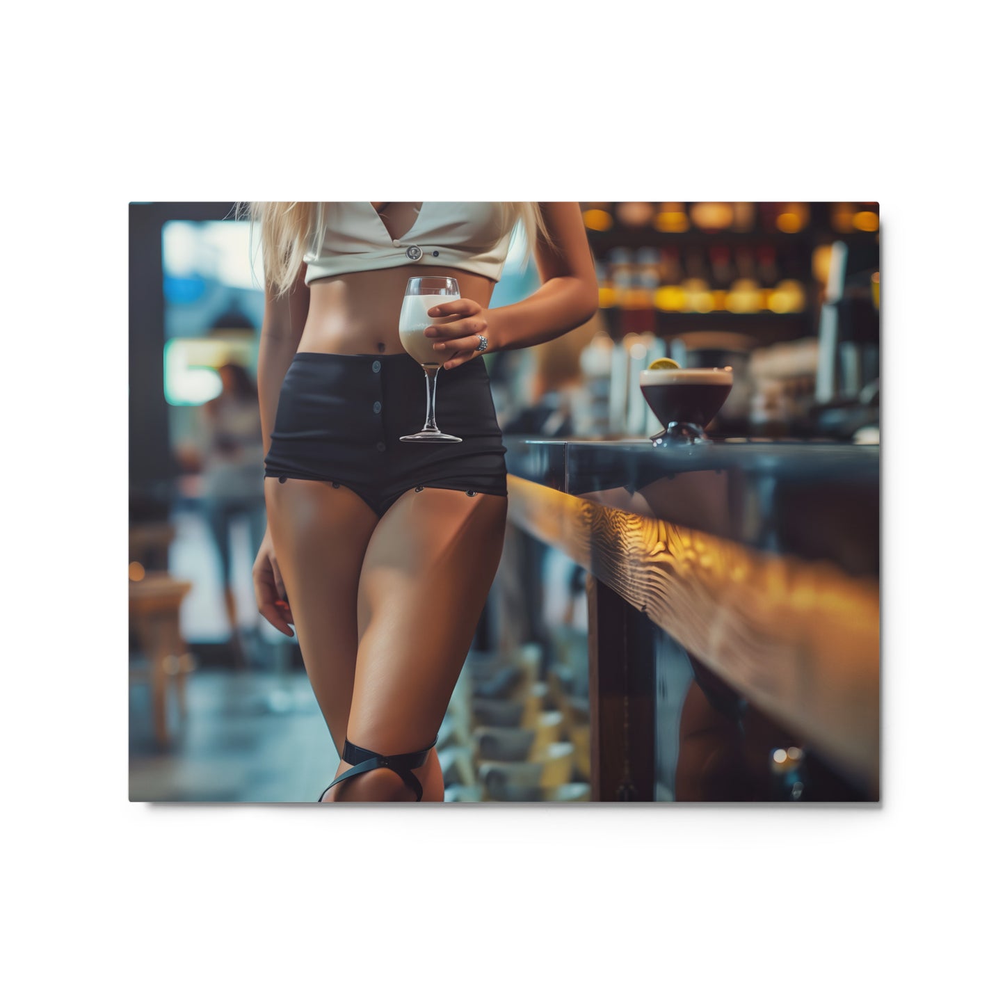 Chic Bar Scene Wall Art on Aluminum Frame - HighAZCreations