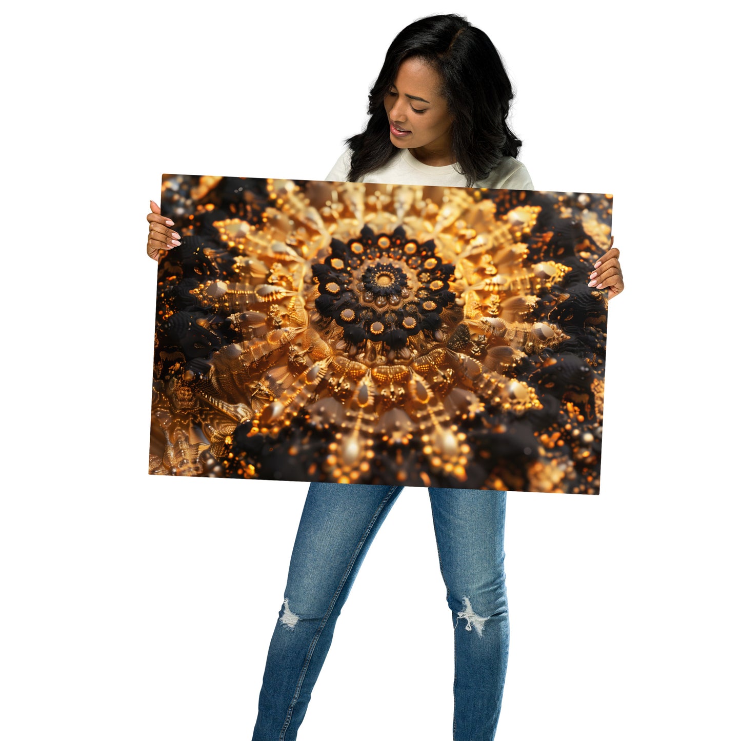 Golden Mandala Aluminum Wall Art - High-Detail Intricate Design for Elegant Home Decor - HighAZCreations