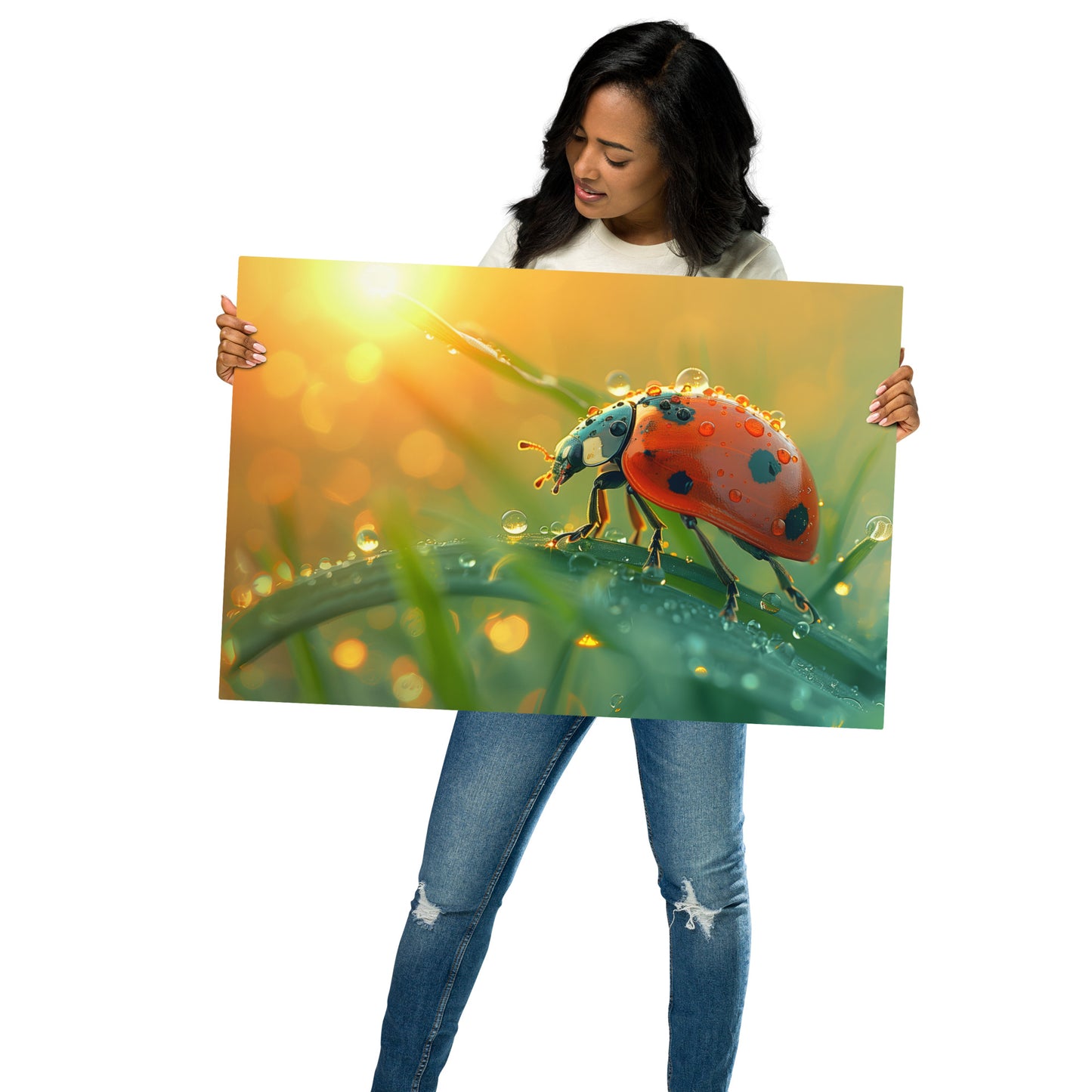 Enchanting Ladybug Aluminum Metal Wall Art - Nature-Inspired Home Decor - HighAZCreations