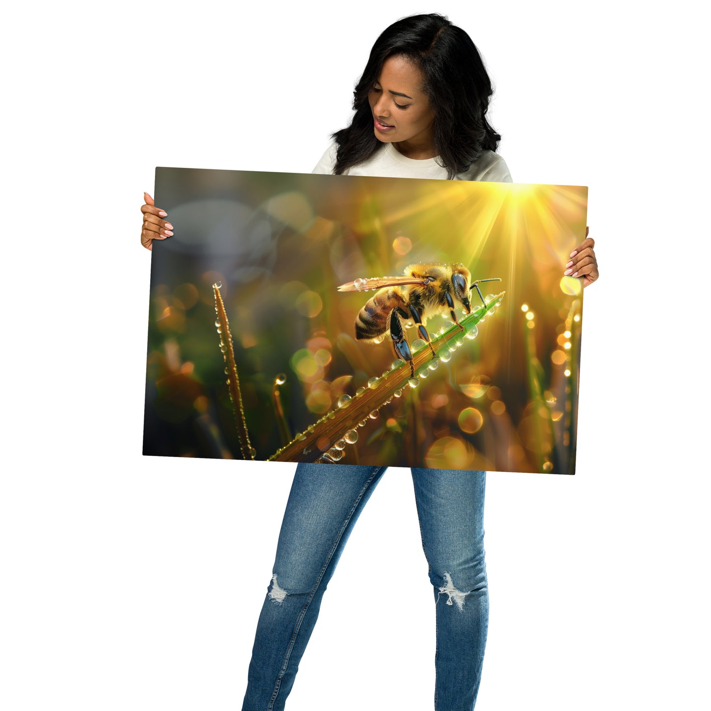 Radiant Honeybee Aluminum Metal Wall Art - Nature-Inspired Home Accent - HighAZCreations
