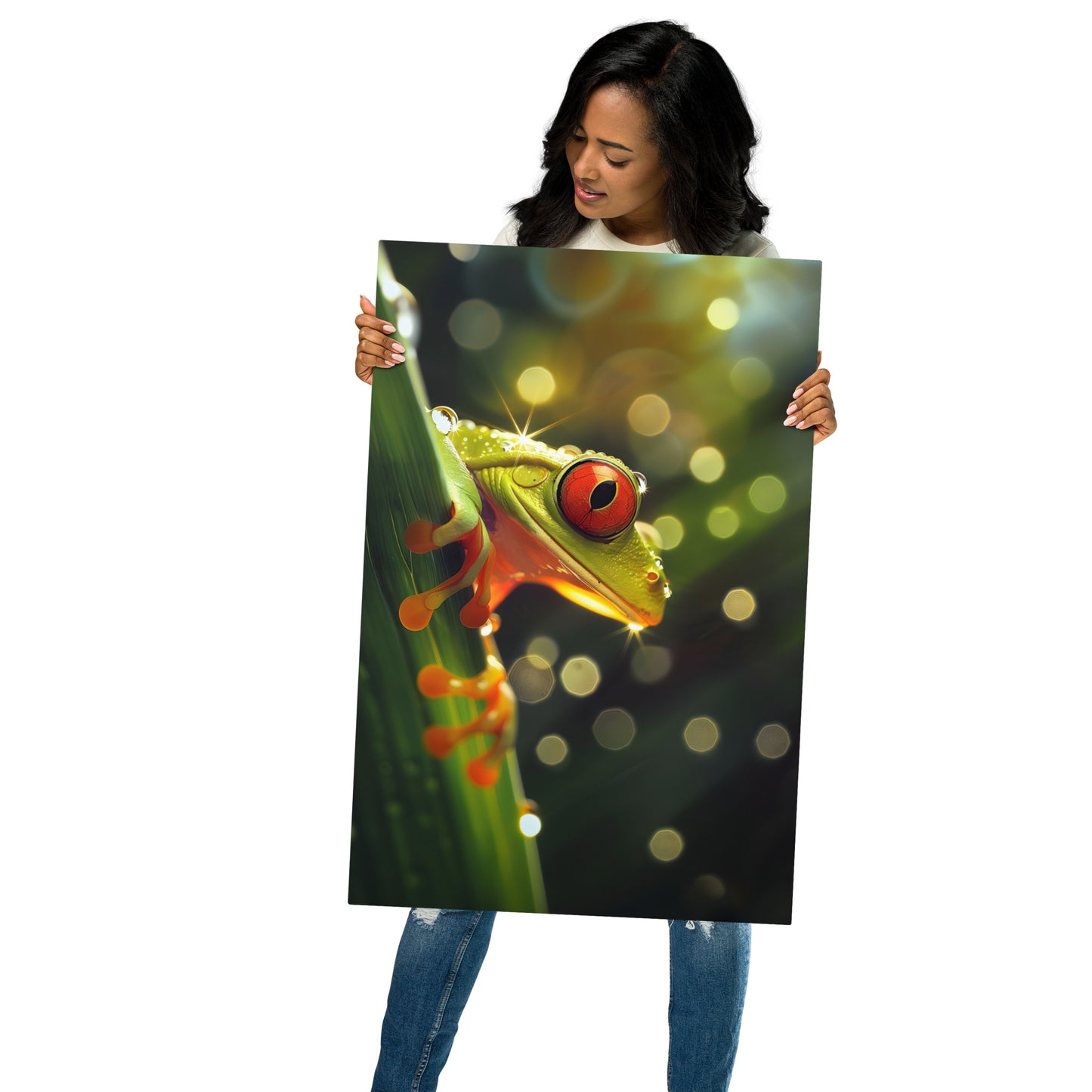 Vibrant Tree Frog Aluminum Metal Wall Art - Lively Nature-Inspired Decor - HighAZCreations