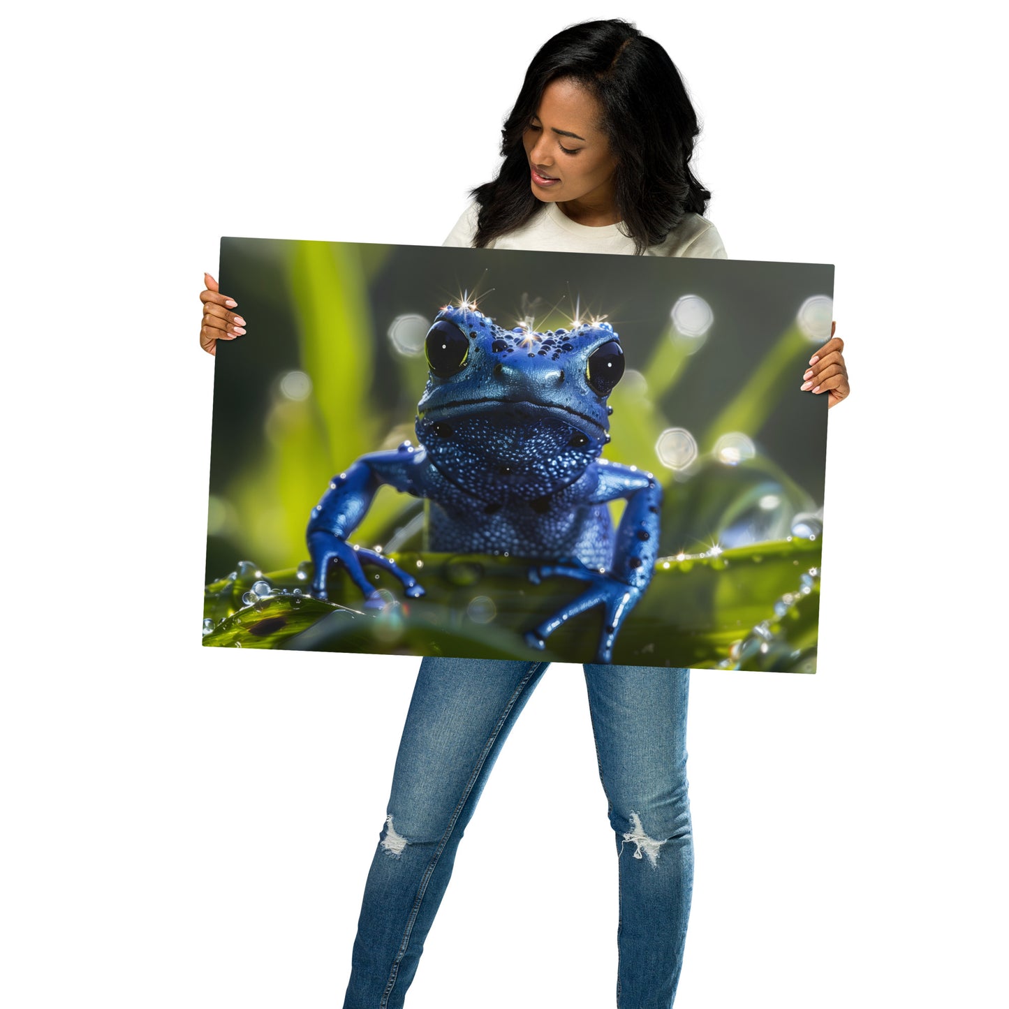 Blue Poison Dart Frog Aluminum Metal Wall Art - Striking Nature-Inspired Decor - HighAZCreations