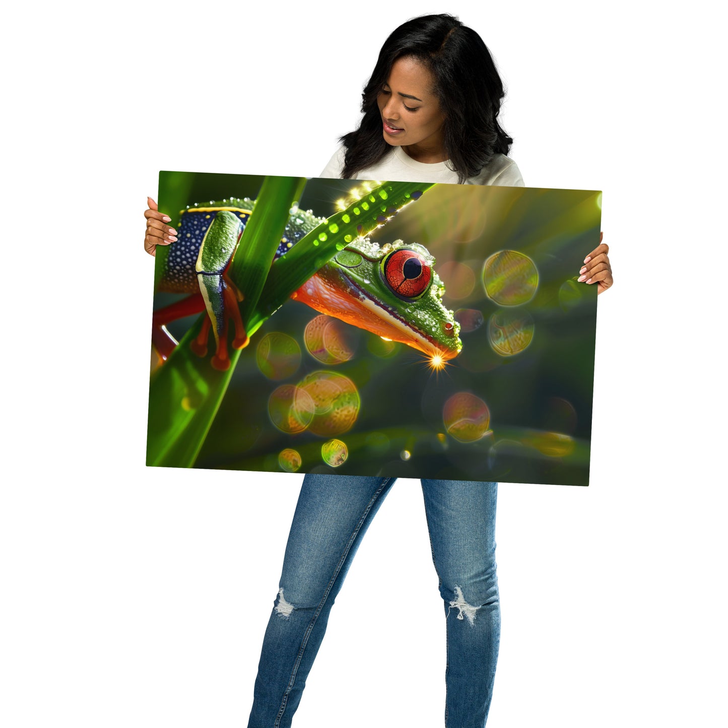 Radiant Tree Frog Aluminum Metal Wall Art - Vibrant Nature-Inspired Decor - HighAZCreations