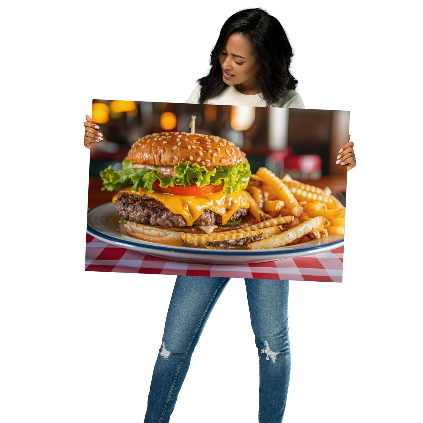 Burgers & Fries Fine Art Print Poster Home Decor Wall Art Digital - HighAZCreations