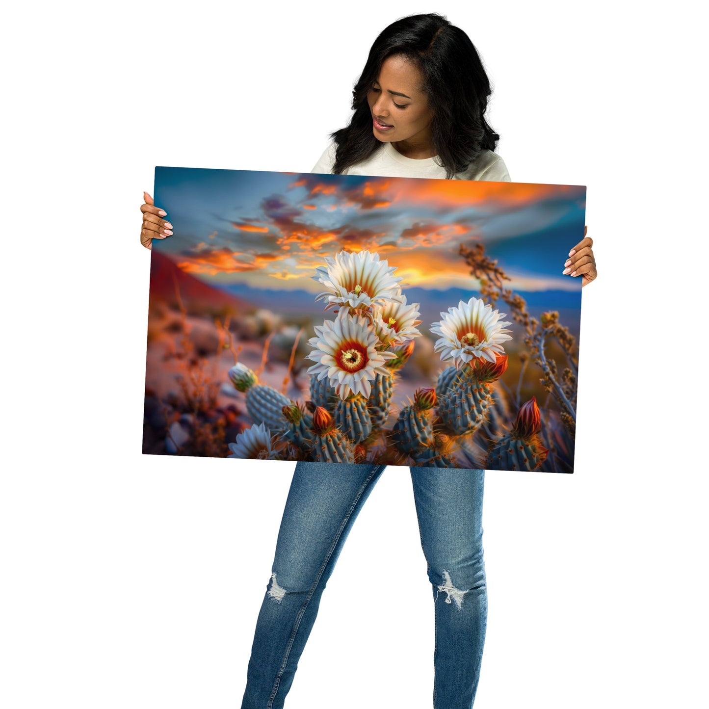 Sunset Desert Bloom | High-Resolution Cactus Flower Wall Art - HighAZCreations