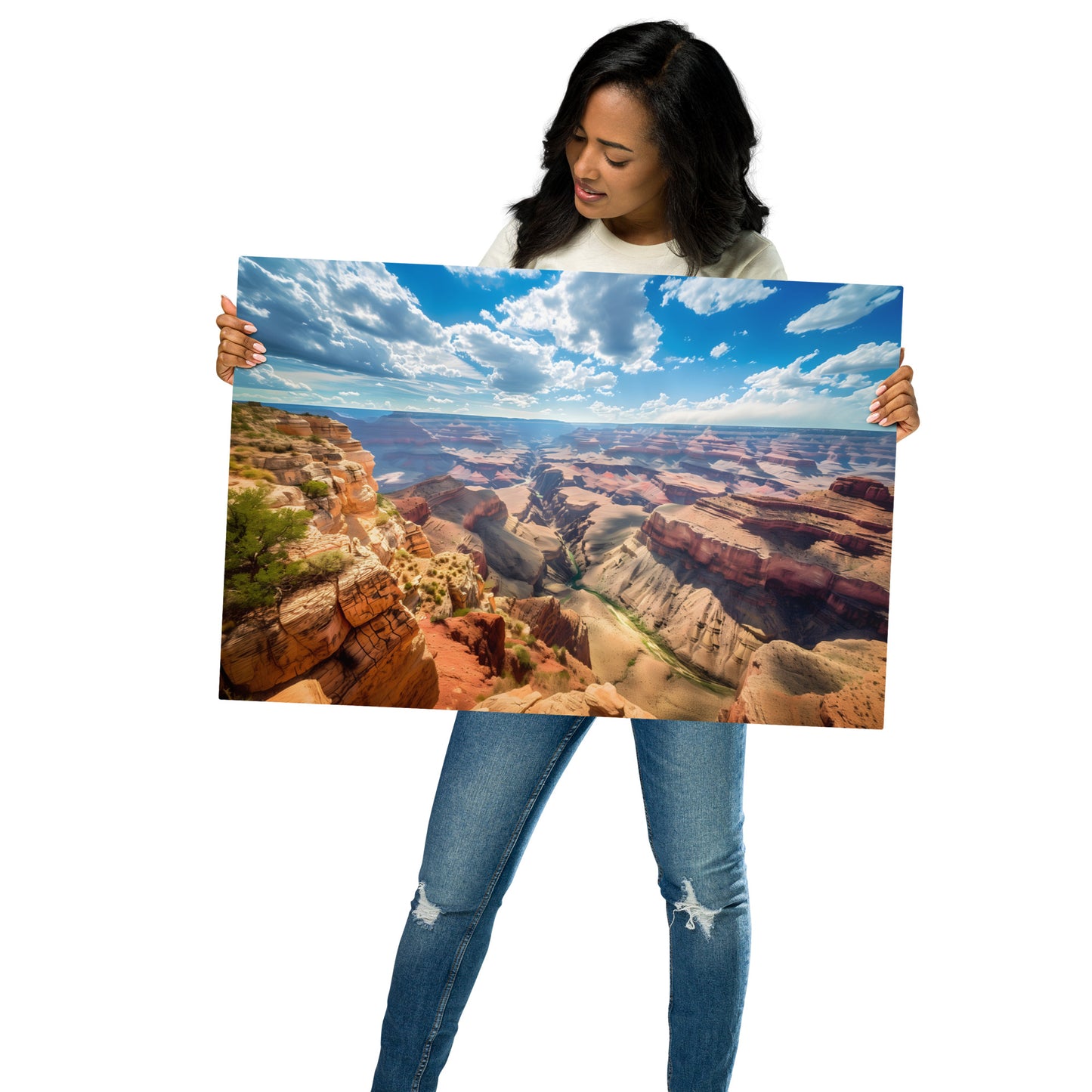 Vivid Grand Canyon Daytime Metal Print - Striking Landscape Wall Art, Customizable and Durable - HighAZCreations