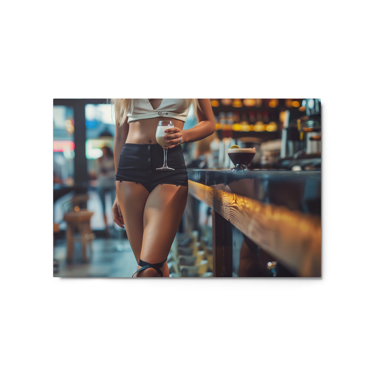 Chic Bar Scene Wall Art on Aluminum Frame - HighAZCreations