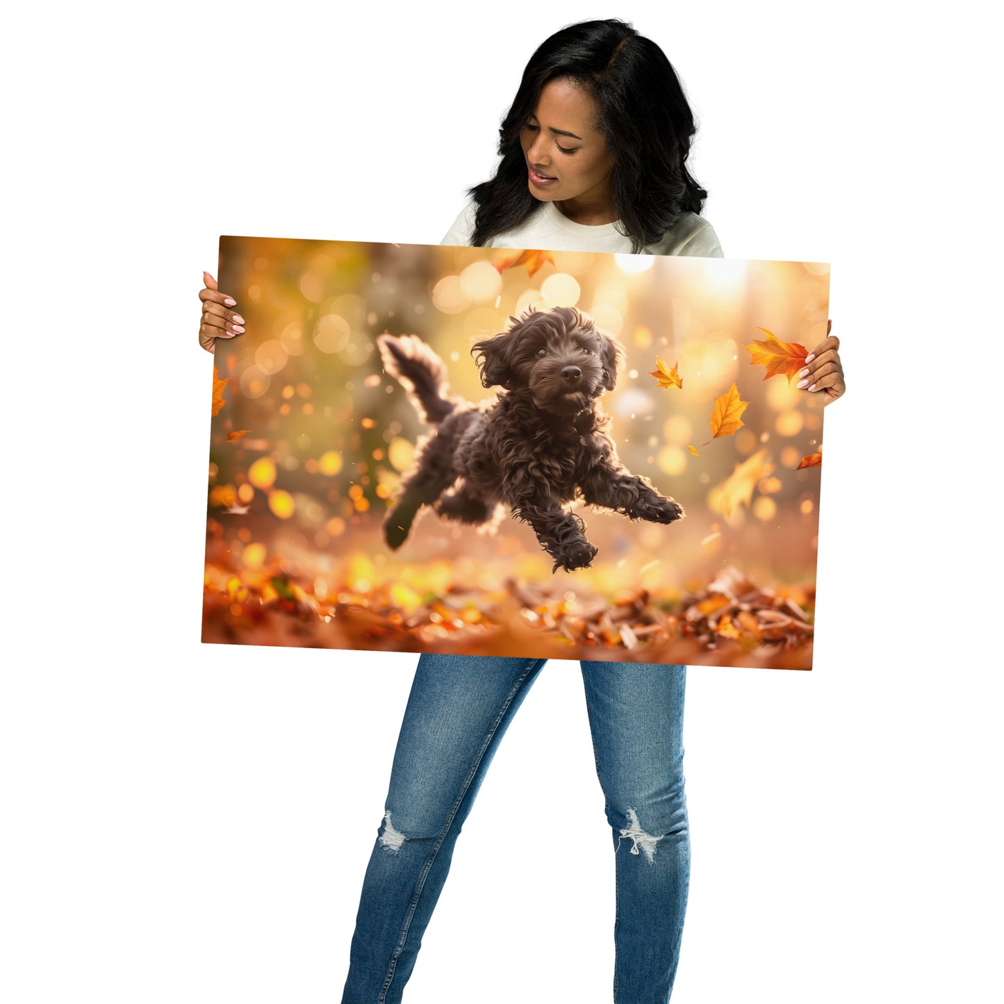 Vibrant Autumn Cockapoo Metal Aluminum Art - Colorful Vector Design - HighAZCreations