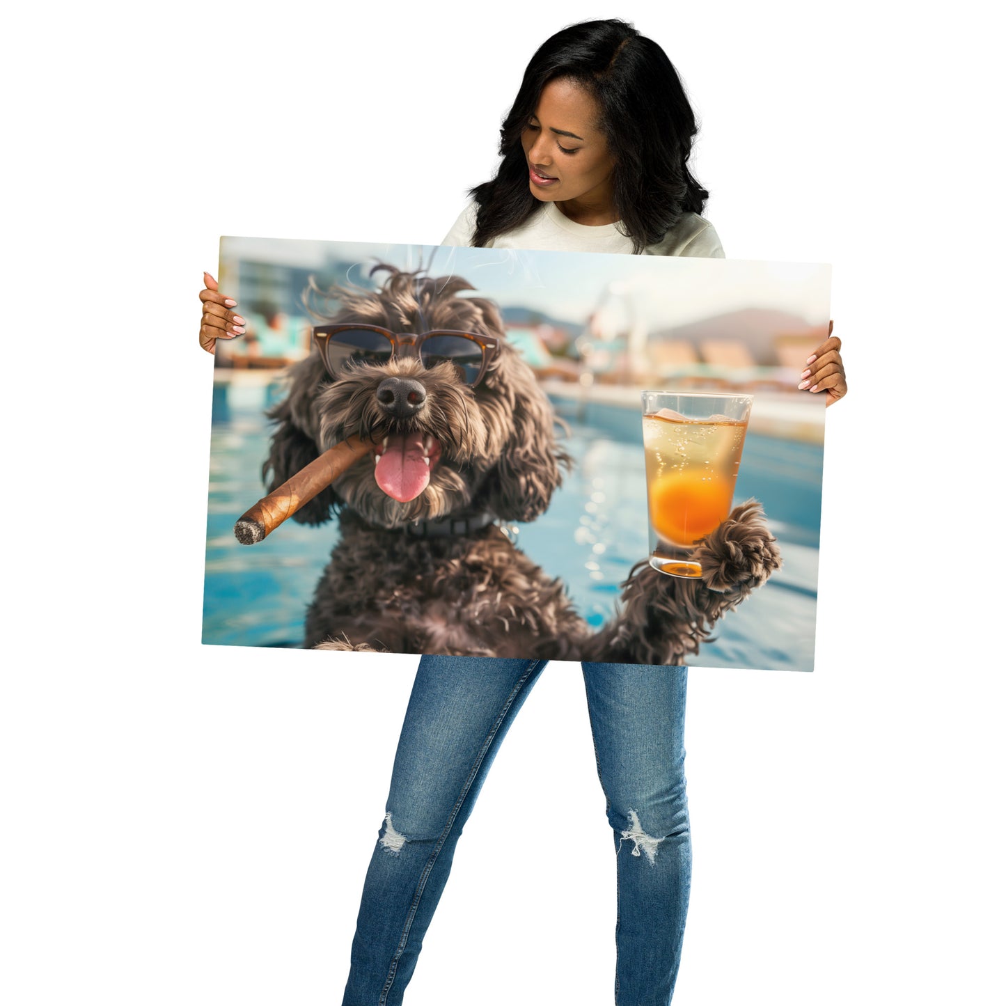 Chill Cockapoo Metal Aluminum Art - Fun Poolside Dog Decor - HighAZCreations