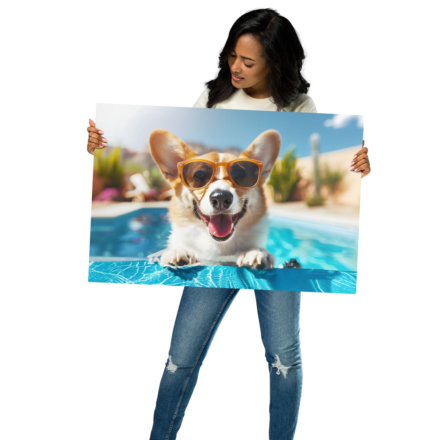 Chillin' Corgi in the Pool - Vibrant Aluminum Metal Wall Art - Fun Pet Decor for Dog Lovers - HighAZCreations