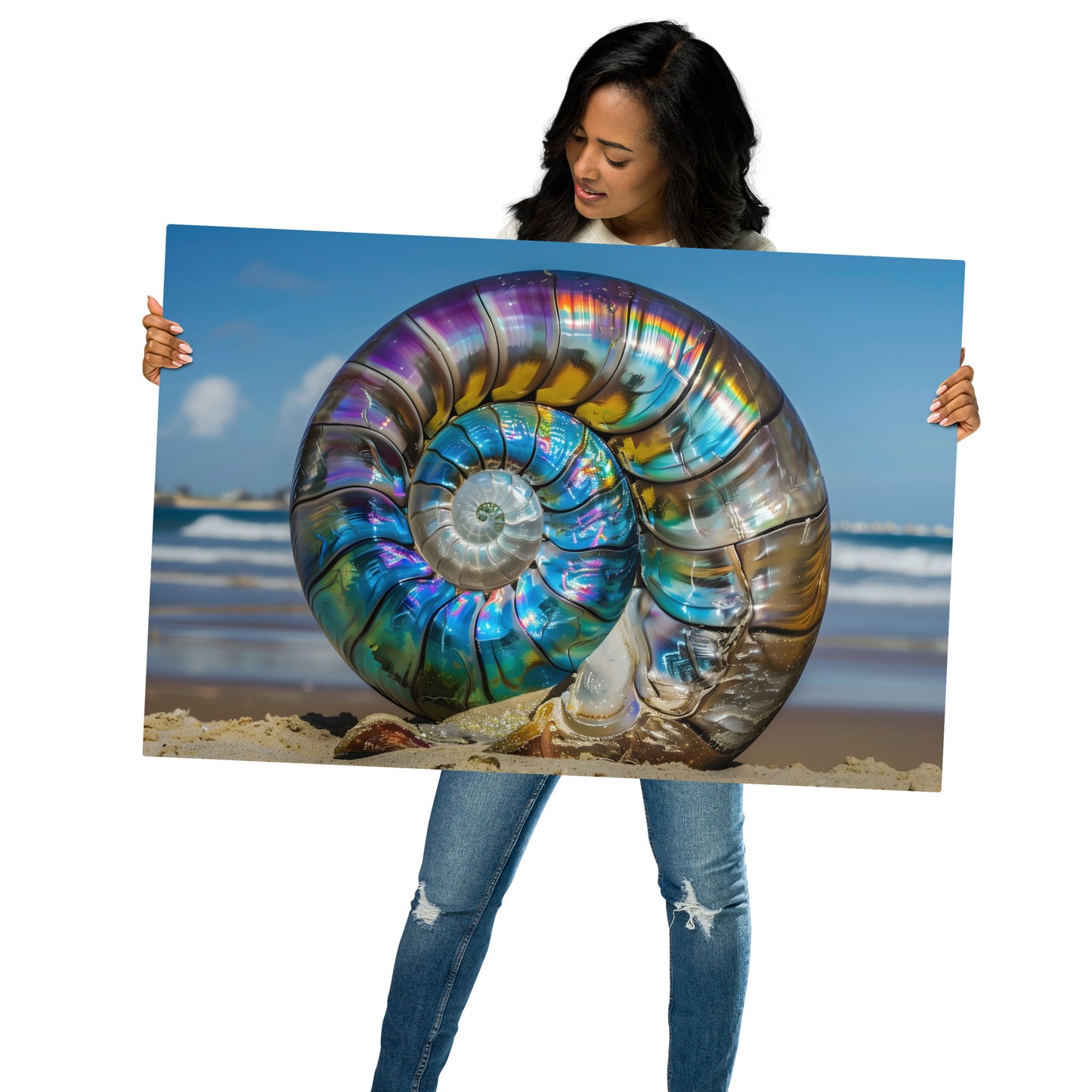 Stunning Rainbow Escargot Shell Art - Art Nouveau Style - HighAZCreations