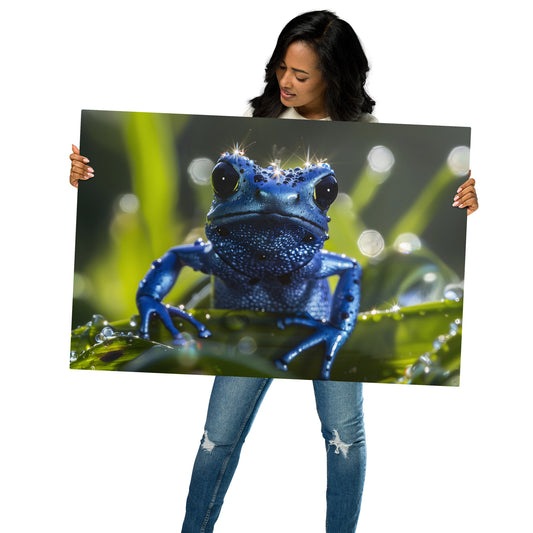 Blue Poison Dart Frog Aluminum Metal Wall Art - Striking Nature-Inspired Decor - HighAZCreations