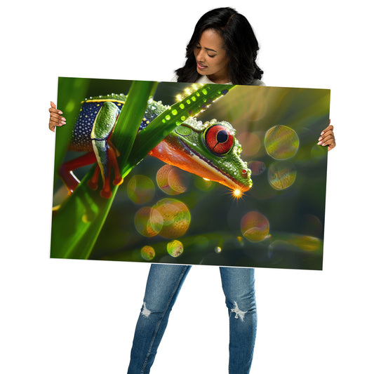 Radiant Tree Frog Aluminum Metal Wall Art - Vibrant Nature-Inspired Decor - HighAZCreations