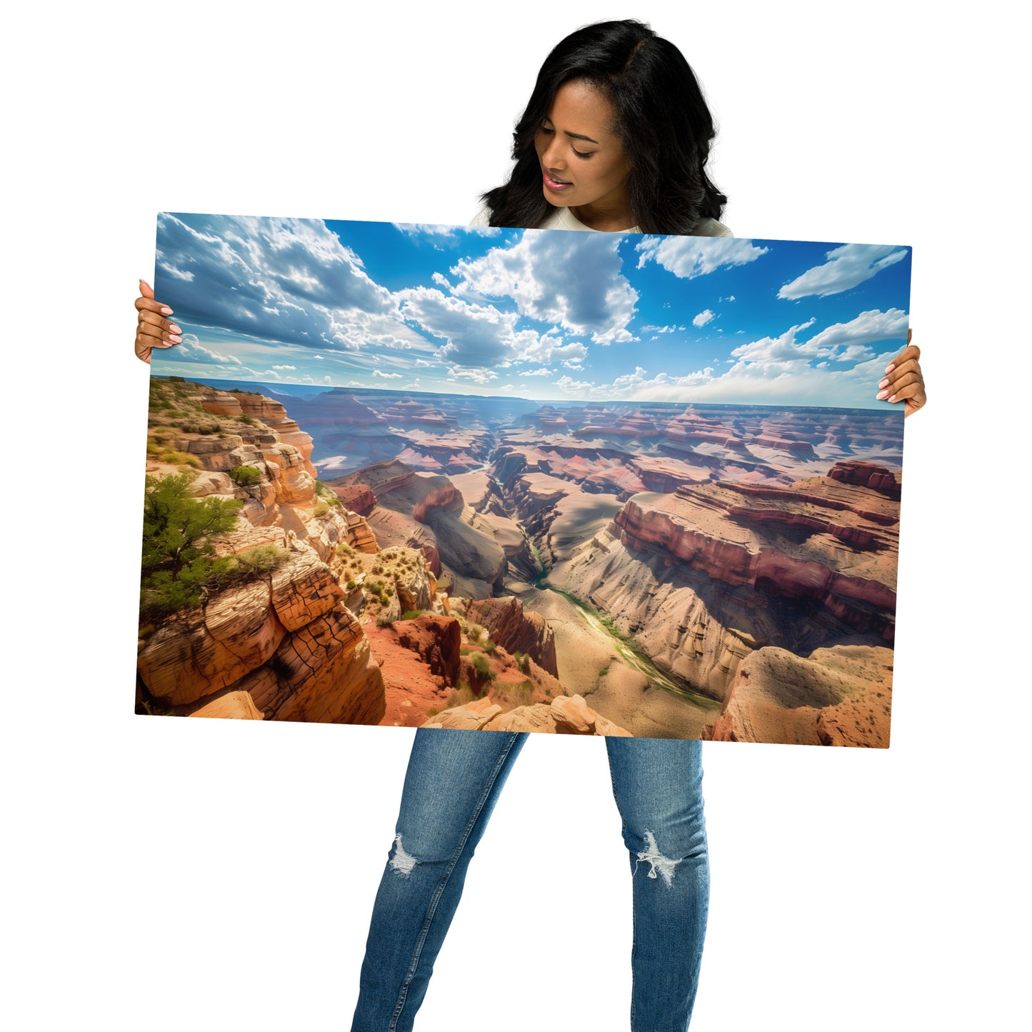 Vivid Grand Canyon Daytime Metal Print - Striking Landscape Wall Art, Customizable and Durable - HighAZCreations