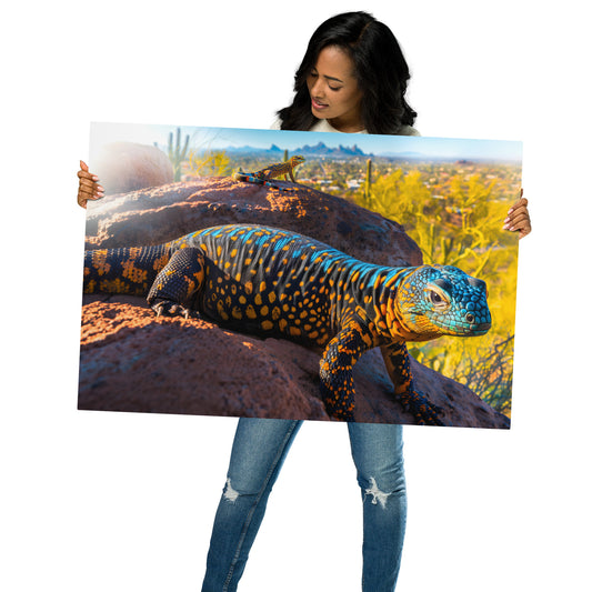 Dynamic Gila Monster Wall Art on Aluminum Frame - Desert Scenic Décor - HighAZCreations