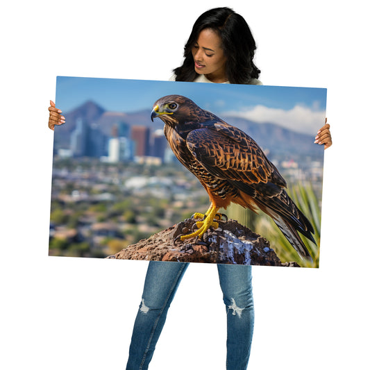 Majestic Hawk Desert Scene Wall Art on Aluminum Frame - Nature Photography Décor - HighAZCreations