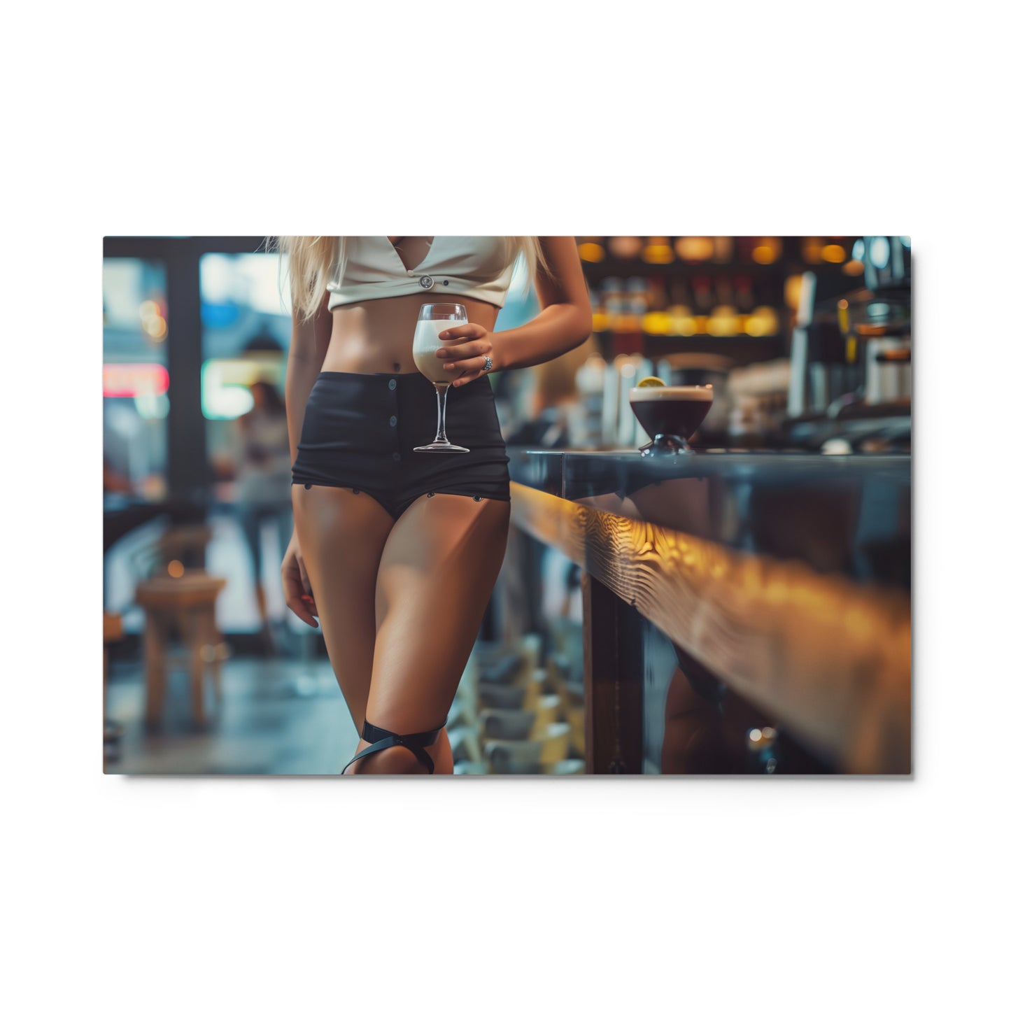 Chic Bar Scene Wall Art on Aluminum Frame - HighAZCreations