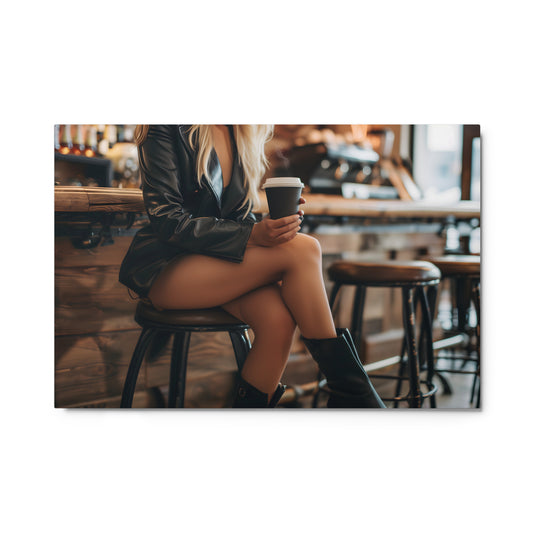 Elegant Coffee Break Wall Art on Aluminum Frame - HighAZCreations