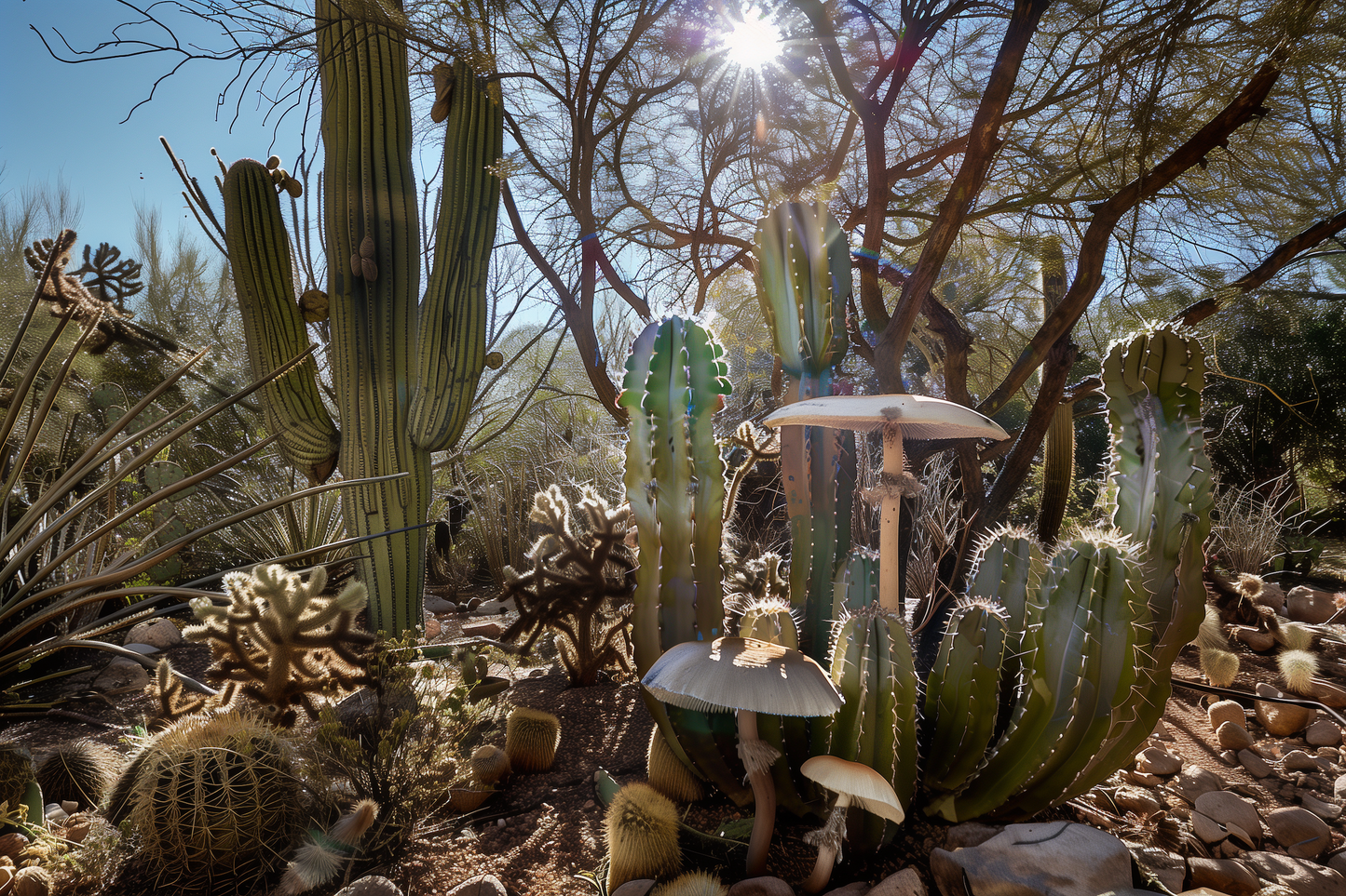 Desert Oasis Metal Wall Art - Vibrant Cactus Landscape on Aluminum Frame - Modern Nature Photography for Home Decor