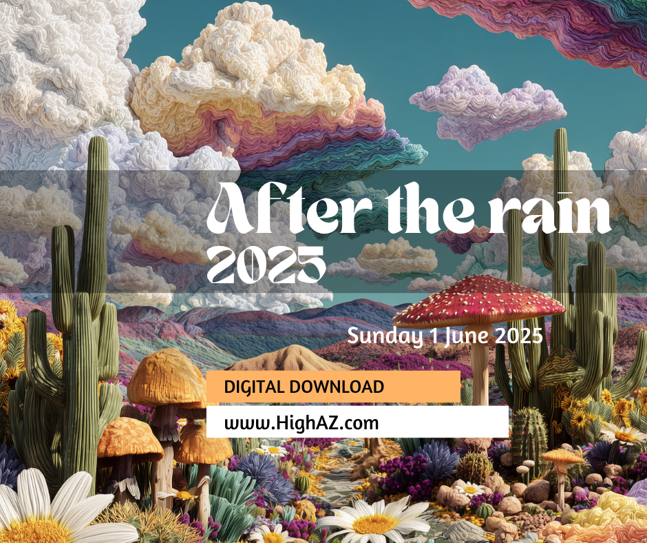 After the Rain – Psychedelic Desert Art Print | Surreal Cactus Landscape Digital Download - HighAZCreations
