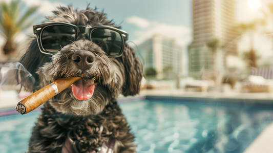 Cool Cockapoo Metal Aluminum Art - Playful Poolside Dog Decor