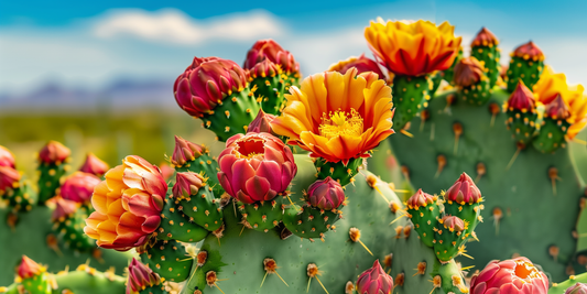 Blooming Cacti and Phoenix Skyline Wall Art on Aluminum Frame