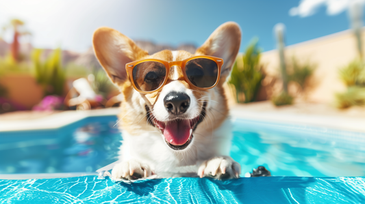 Chillin' Corgi in the Pool - Vibrant Aluminum Metal Wall Art - Fun Pet Decor for Dog Lovers