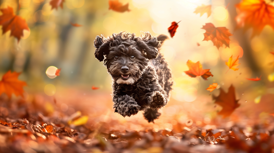 Vibrant Autumn Cockapoo Metal Aluminum Art - Playful Puppy Vector Design