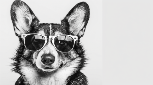 Cool Corgi in Sunglasses - Black and White Aluminum Metal Wall Art - Modern Pet Decor