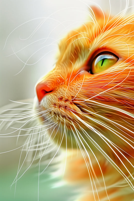 Vibrant Orange Cat Close-Up Aluminum Wall Art - High-Detail Feline Portrait for Home Decor