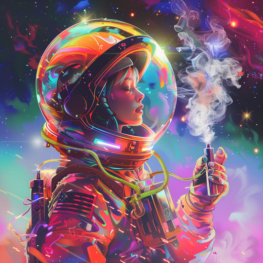 Vibrant Female Astronaut Aluminum Wall Art - High-Detail Cosmic Print for Space Enthusiasts