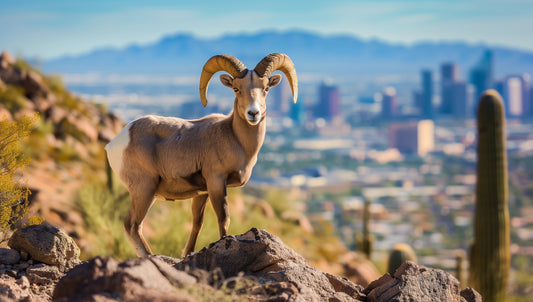 Bighorn Sheep Urban Desert Wall Art on Aluminum Frame - Arizona Wildlife Décor