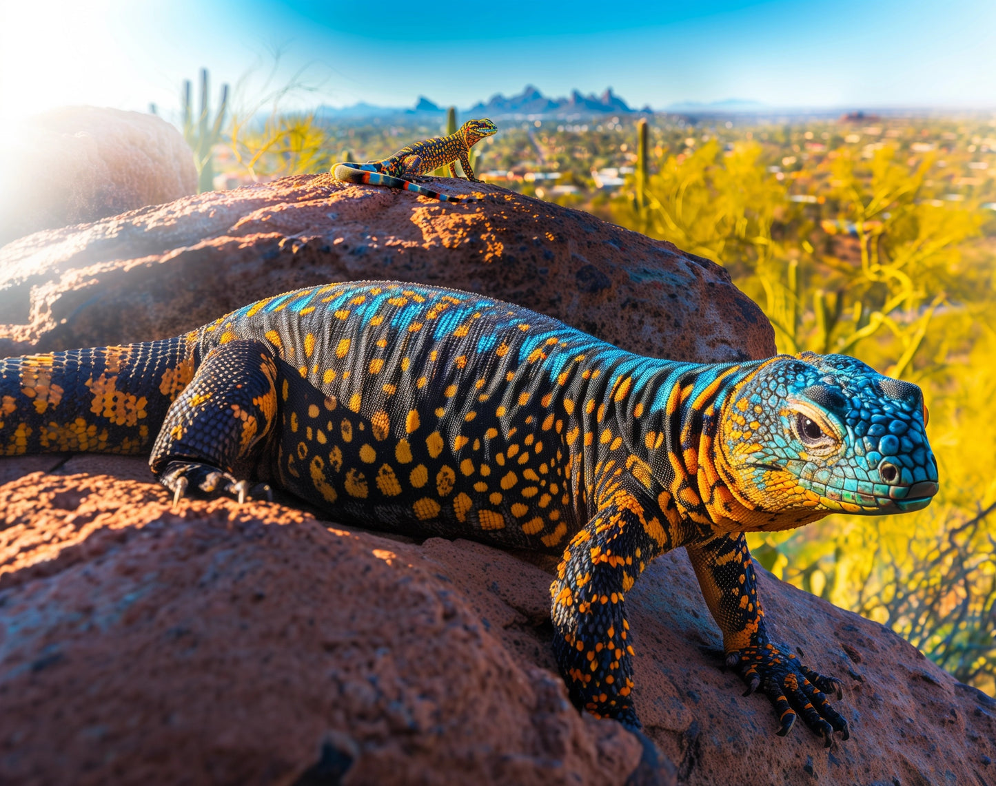 Dynamic Gila Monster Wall Art on Aluminum Frame - Desert Scenic Décor