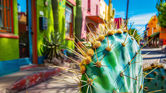 Vibrant Cactus Street Scene | Colorful Urban Desert Wall Art | Instant Download