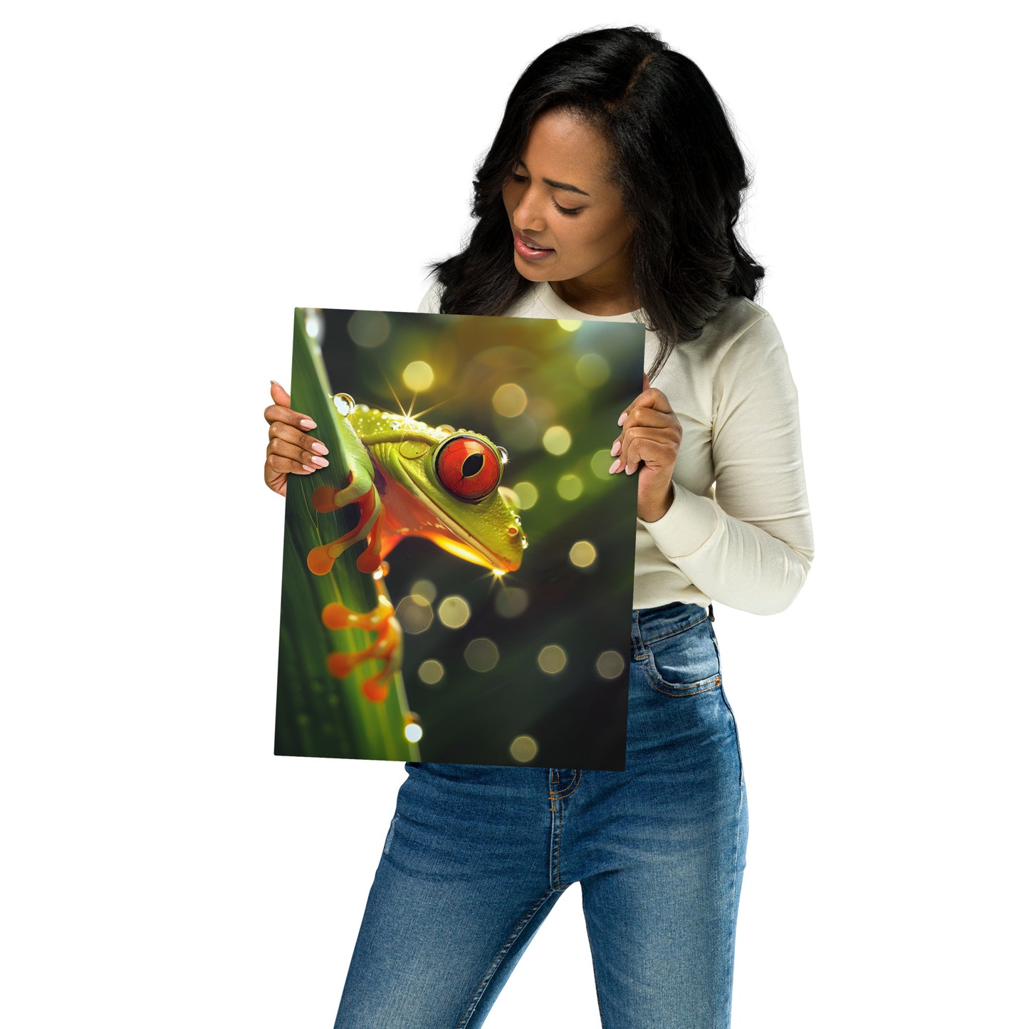 Vibrant Tree Frog Aluminum Metal Wall Art - Lively Nature-Inspired Decor