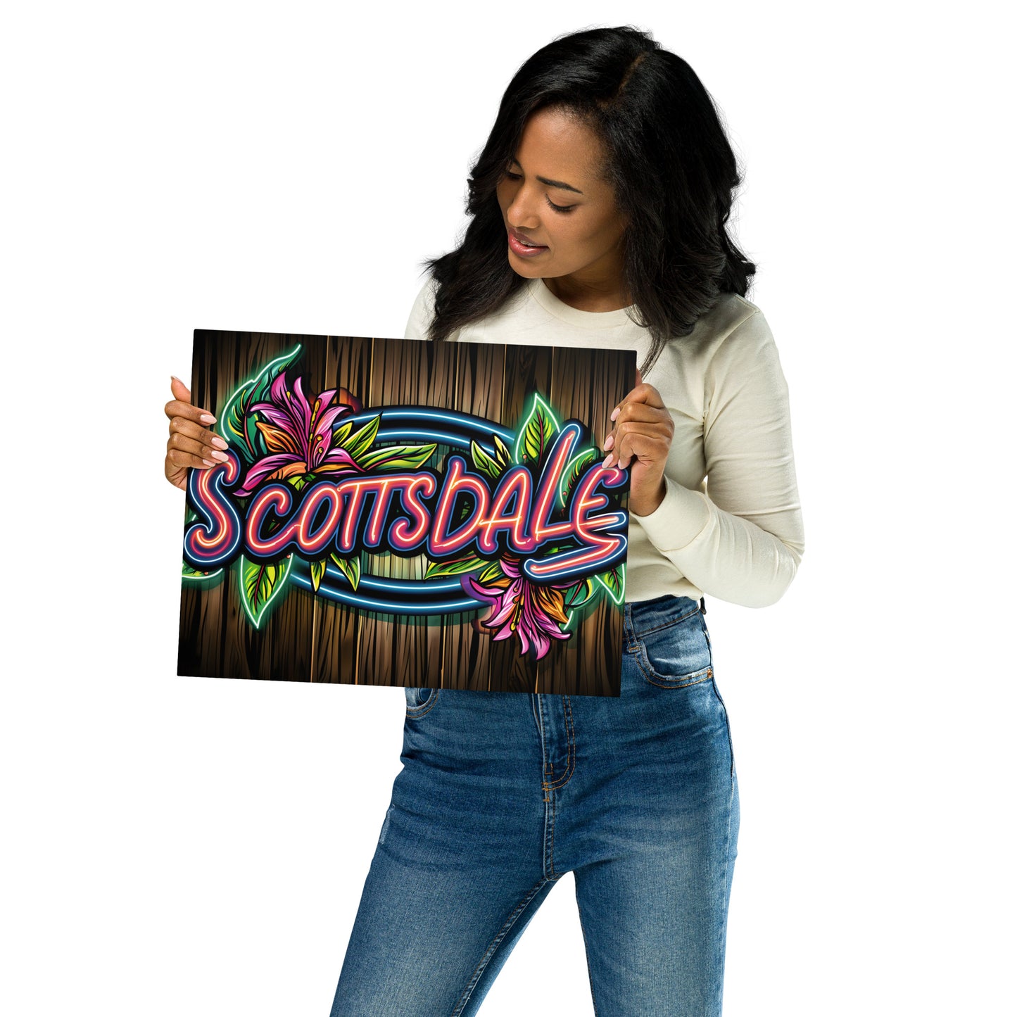 Vibrant Scottsdale Neon Sign Metal Wall Art - Retro Aluminum Decor