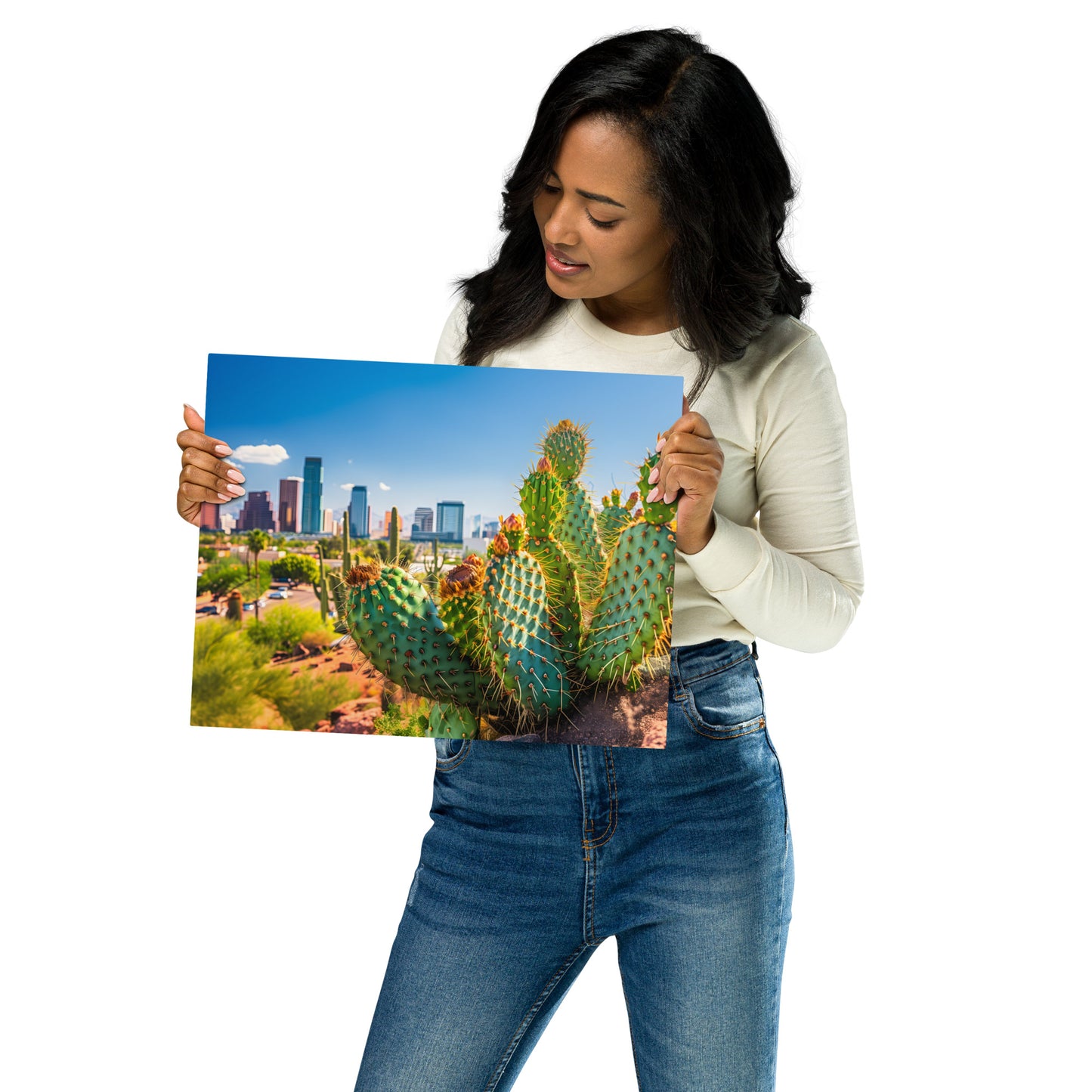 Urban Desert Oasis | High-Resolution Cactus Cityscape Wall Art